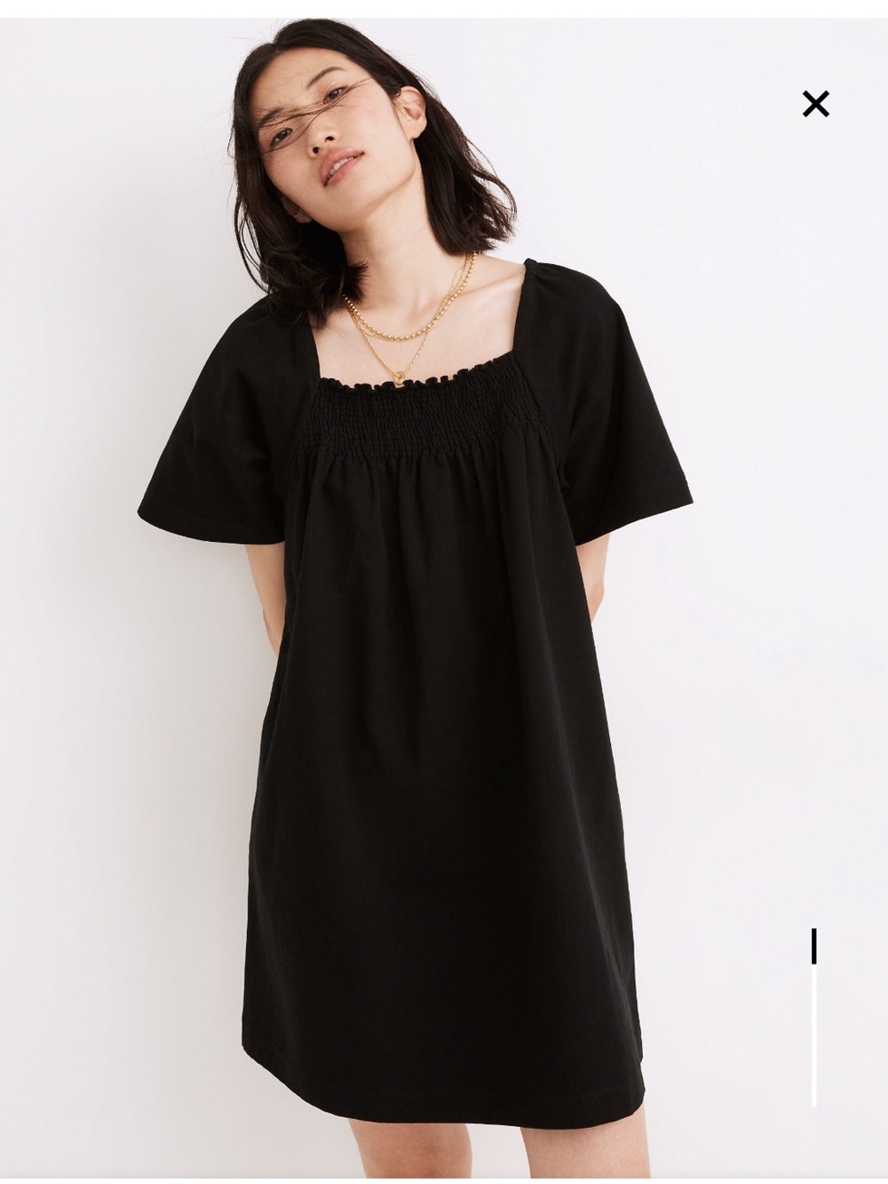 Madewell Black Smocked Mini Dress Size Large